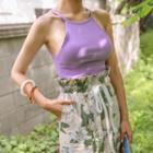 Halter-neck Ribbed Top