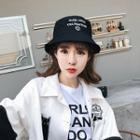 Letter Embroidered Bucket Hat Black - One Size