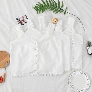 Sleeveless Lace-trim Cropped Top