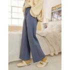 Drawstring-waist Fleece-lined Wide-leg Pants