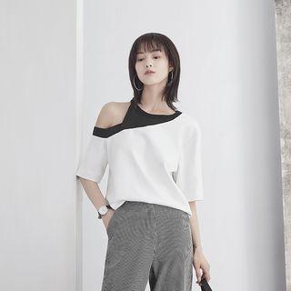 One -shoulder Colorblock T-shirt