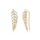 925 Sterling Silver Champagne Gold Leaf Earrings In With Austrian Element Crystal Champagne - One Size