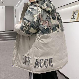 Print Panel Hooded Padded Jacket