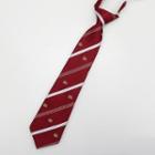 Striped Emblem No Tie Neck Tie White Stripes - Maroon - One Size