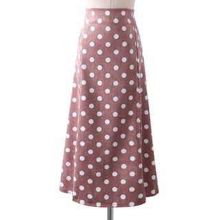 Corduroy Polka Dotted Midi A-line Skirt