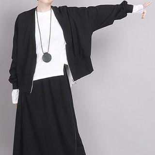 Batwing-sleeve Zip-up Jacket