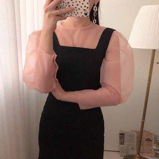 Sheer Top / Strappy A-line Dress