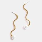 Faux Pearl Alloy Swirl Dangle Earring As Shown In Figure - One Size