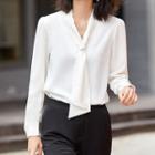Tie-neck Blouse / Boot-cut Pants / Straight-cut Pants / Set