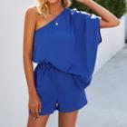 Short-sleeve One-shoulder Romper