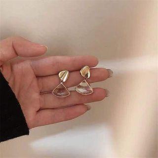 Faux Crystal Fan Dangle Earring 1 Pair - Ear Studs - 925 Silver - One Size
