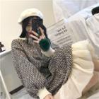 Mock Two-piece Midi Tweed Pullover Dress
