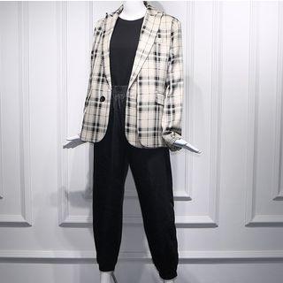 Plaid Blazer / Top / Harem Pants