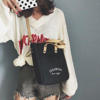 Set: Lettering Canvas Tote Bag + Pouch + Shoulder Strap