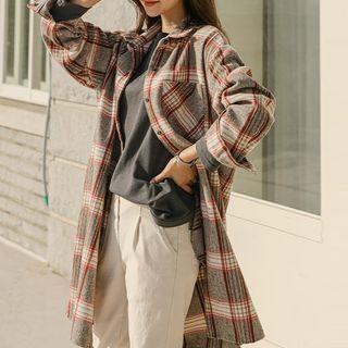 Woolen Long Plaid Shirt
