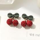Cherry Drop Earring 1 Pair - Silver - Red - One Size