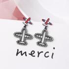 Rhinestone Aeroplane Dangle Earring 1 Pair - As Shown In Figure - One Size