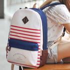 Canvas Striped Backpack As Shown In Figure - One Size