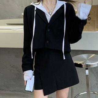 Cropped Blazer / Plain Hoodie / Mini A-line Skirt