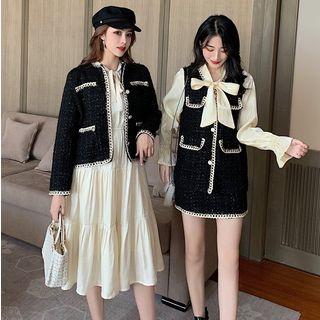 Tweed Jacket / Mock Two-piece Tweed Top / Tweed Skirt / A-line Dress
