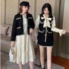 Tweed Jacket / Mock Two-piece Tweed Top / Tweed Skirt / A-line Dress
