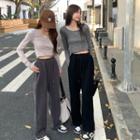 Drawstring-cuff Wide Leg Pants