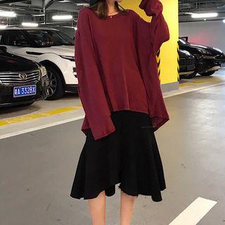 Long-sleeve T-shirt / Asymmetric Midi Dress
