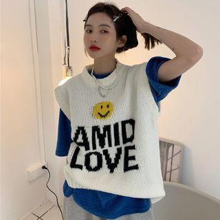 Smiley Face Lettering Sweater Vest