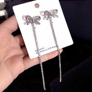Rhinestone Ribbon Threader Earring As Shown In Figure - One Size