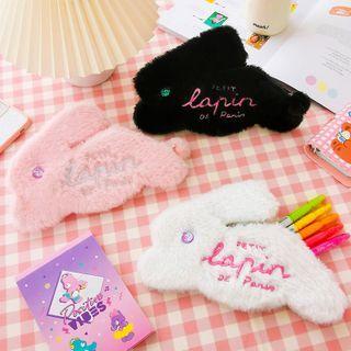 Rabbit Lettering Embroidered Chenille Pouch