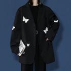 Butterfly Embroidered Oversized Blazer