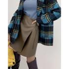 Faux-leather Surplice-wrap Miniskirt