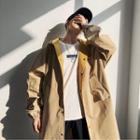 Two-tone Hooded Button-up Coat