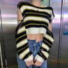 Striped Zipped Cropped Sweater