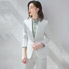 Plain Blazer / Straight-fit Skirt / Plain Blouse / Dress Pants / Set