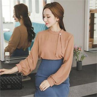 Ribbon-trim Chiffon Top