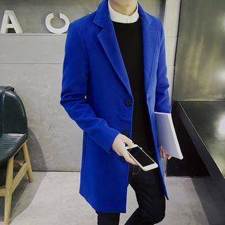 Lapel Plain Woolen Coat