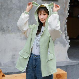 Dog Print Hooded Zip-up Jacket