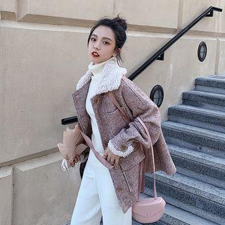 Fleece Collar Herringbone Jacket