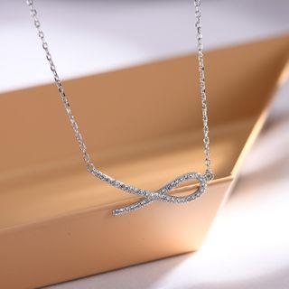 Rhinestone Necklace Silver & White - One Size