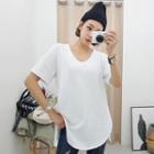 Tall Size U-neck Short-sleeve T-shirt