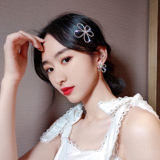 Rhinestone Flower Earring / Hair Clip