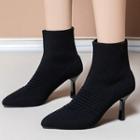Pointy-toe High-heel Knit Short Boots
