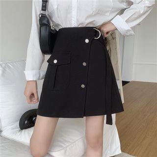 Asymmetrical Mini A-line Cargo Skirt