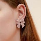 Faux Pearl Bow Earring 1 Pair - As Shown In Figure - One Size