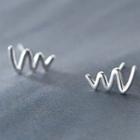 925 Sterling Silver Wavy Earring 1 Pair - S925 Silver Stud Earrings - Silver - One Size