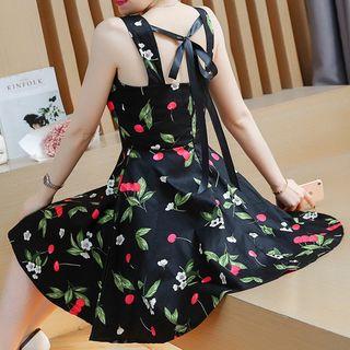 Printed Tie Back Sleeveless A-line Dress