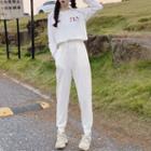 Set: Fruit Print Cropped Sweatshirt + Sweatpants
