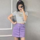 Striped T-shirt / Cargo Semi Skirt