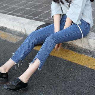 Distressed Hem Jeans